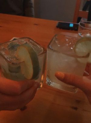 The fresh squeezed lemonade was so refreshing! The one to the left is mint and the one to the right is classic.  at El Grifo in Caguas