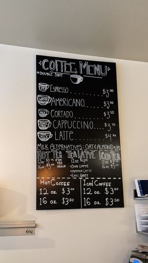 Coffee and milk alternative options at Oat Shop in Somerville