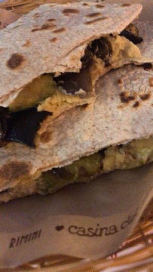 Hummus and baked veggies   at Casina del Bosco in Rimini