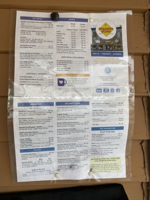 Menu at Falling Rock Cafe & Bookstore in Munising