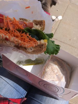 Veggie hummus sandwich  at Falling Rock Cafe & Bookstore in Munising