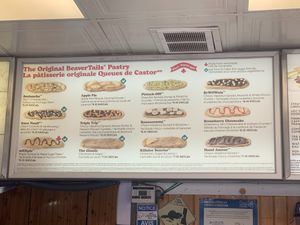 Menu (Vegan Options  have Green symbol) at BeaverTails in Ottawa