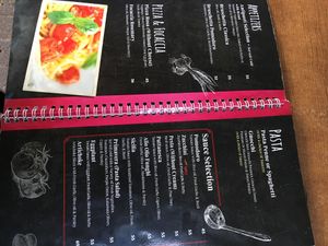 vegan menu at La Lasagna in Tel Aviv