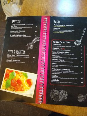 The vegan part of the menu. No vegan cheese option was a bummer. at La Lasagna in Tel Aviv