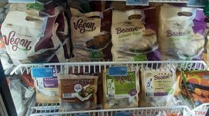 Vegan frozen dumplings, buuz, khuushuur at Emart Chinggis in Ulaanbaatar
