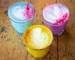 Colour Lattes at Miranda Cafe in North London