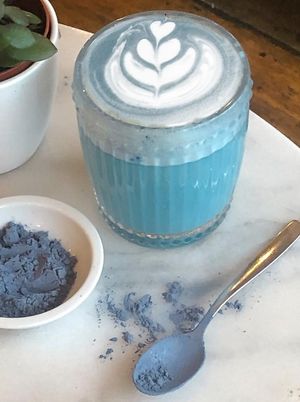 Blue Matcha Latte at Miranda Cafe in North London
