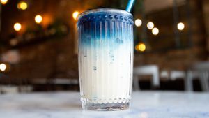 Blue Matcha Iced  Latter at Miranda Cafe in North London