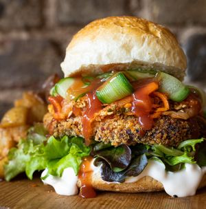 New in our Menu: Gochujang Kimchi Burger  at Miranda Cafe in North London