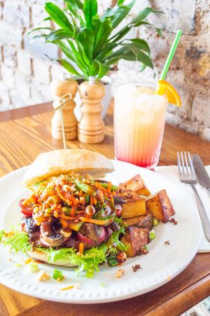 Szechuan Burger at Miranda Cafe in North London