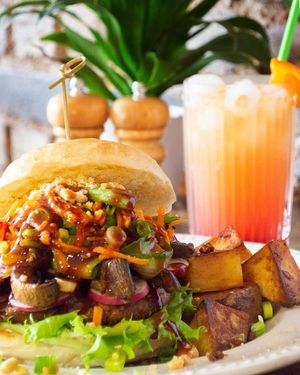 Schezuan Burger at Miranda Cafe in North London