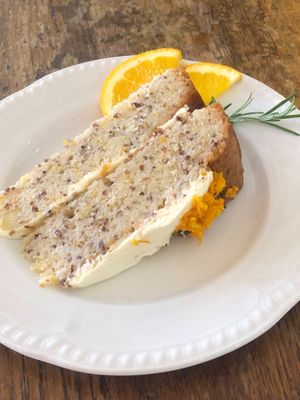 Gluten-less vanilla orange cake at Miranda Cafe in North London