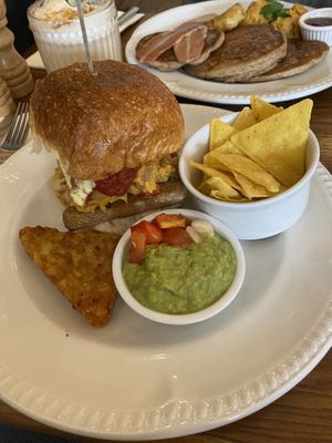 Hangover Sausage-and-egg Burger  at Miranda Cafe in North London