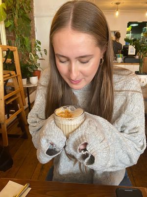 Banana biscoff latte  at Miranda Cafe in North London