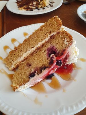 Berry coconut cake at Miranda Cafe in North London