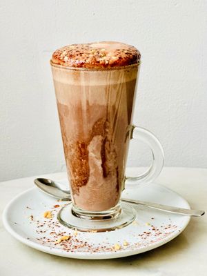 Peanut butter  hot chocolate at Miranda Cafe in North London