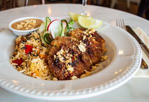 Crispy Chick'n Satay Bowl  at Miranda Cafe in North London