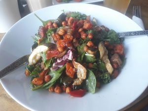 Crispy chickpea salad at Miranda Cafe in North London