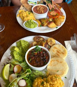 The ultimate English breakfast and the Latin breakfast   at Miranda Cafe in North London