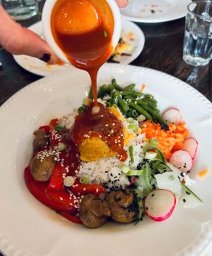 Korean brunch bibimbap   at Miranda Cafe in North London
