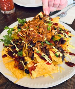 Loaded nachos   at Miranda Cafe in North London