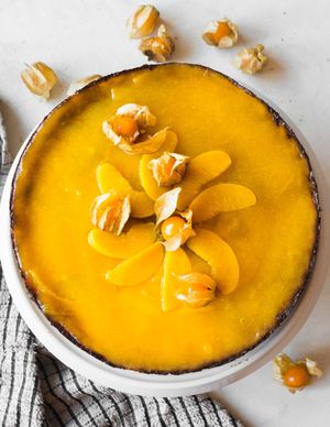 NEW Peach Lemon Cashew Vegan Cheesecake at Miranda Cafe in North London