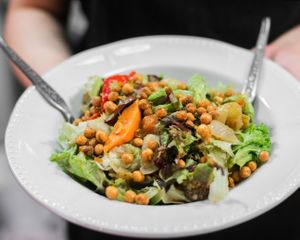 Roasted Veggies and Crispy 
Chickpeas at Miranda Cafe in North London