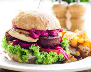 Falafel Halloumi BUrger at Miranda Cafe in North London