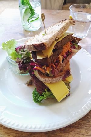 vegan Reuben sandwich at Miranda Cafe in North London
