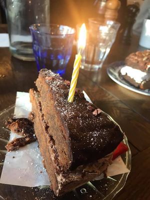 Free slice of cake given to my mum on their birthday 🍰  at Miranda Cafe in North London