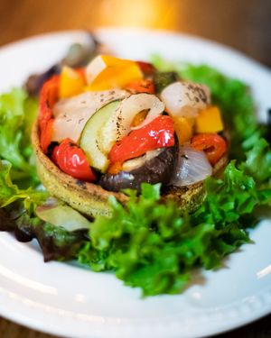 Mediterranean Tart with Chargrilled Vegetables at Miranda Cafe in North London