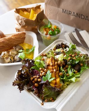 Miranda is open for deliveries in Ubereats and Deliveroo, from Thursday to Saturday, from 5.30 pm to 9 pm. write to hello@mirandacafe.co.uk for more information at Miranda Cafe in North London