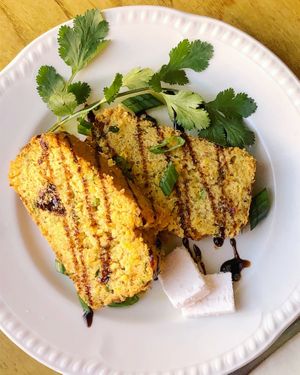 Chili Cornbread with Vegan Feta Dheese at Miranda Cafe in North London