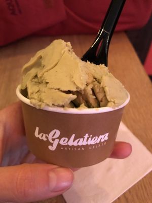 Small pistachio ice cream cup - delicious! at La Gelatiera in London