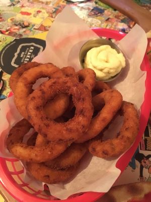 Crispy onion rings , vegan mayo  at Old Town House in Warrington
