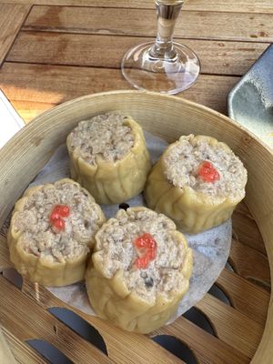 Siu Mai Dumplings: filled with vegan pork and shiitake, tapioca roe  at Jade Rabbit in Portland