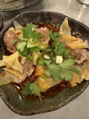 Chili oil wontons  at Jade Rabbit in Portland