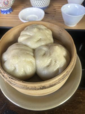 Bao with tea  at Jade Rabbit in Portland