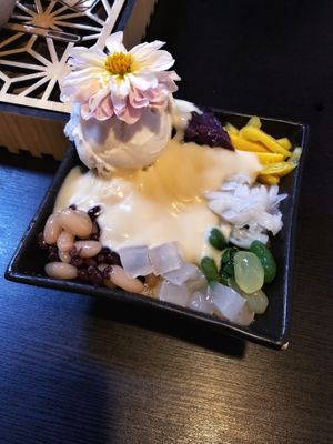 Halo halo means mix mix - when you order this dessert, I highly recommend you mix everything together and then enjoy...so good!  at Jade Rabbit in Portland