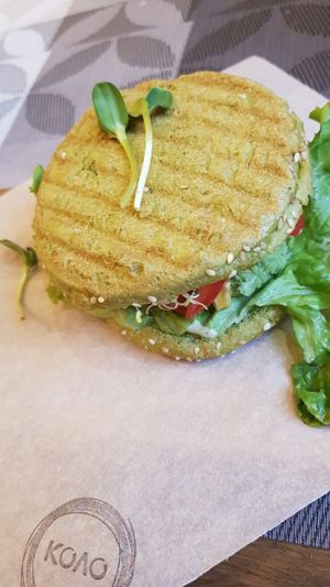 Tofu & hummus burger at KOLO in Kyiv