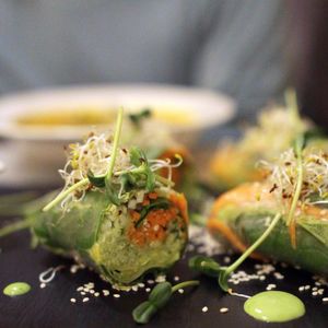 Fresh rice paper rolls  at KOLO in Kyiv