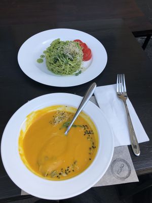 Soup and pasta  at KOLO in Kyiv