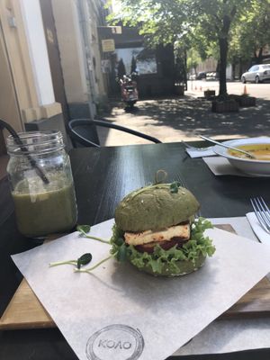 Burger and smoothie  at KOLO in Kyiv