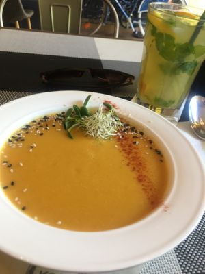 Lentil soup and orange lemonade! at KOLO in Kyiv