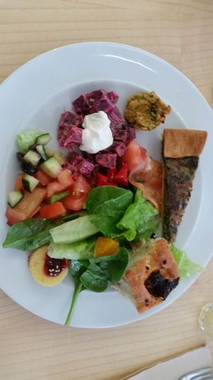salad spinach pie, beetroot and vegan mayo  at DaTerra  in Viseu