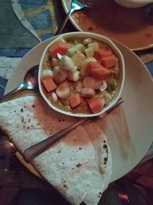 Navaratna Korma  with chapatti (sweet spicy)  at Ever Green Cafe in Hampi