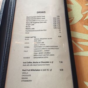 menu at Rabbit Cafe in Auckland