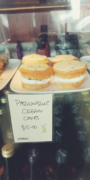 Vegan passionfruit cream cake at Rabbit Cafe in Auckland