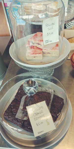 Vegan chocolate orange brownie and Belgian slice at Rabbit Cafe in Auckland