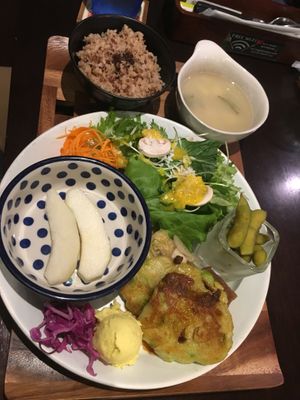 Dinner special-edamame pancake at Vegi Kitchen Gu Gu in Nagoya